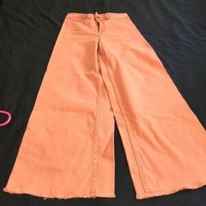 Billabong Peach Wide Leg Cropped Jeans Frayed Hem Women's Size 28
